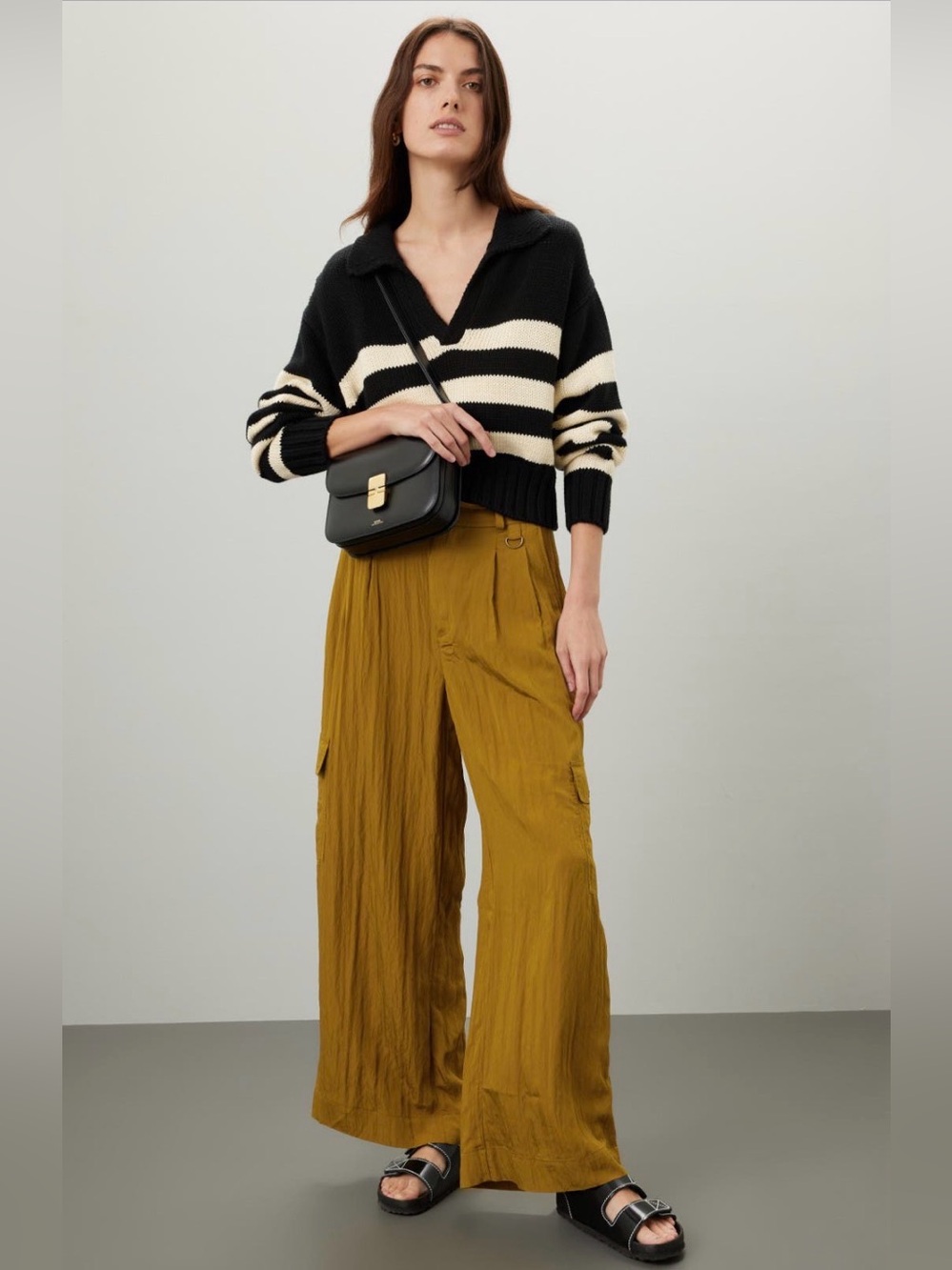 Madewell Drapey Cargo Lightweight Pleated Parachute Utility Mustard Pants Size 6 - Picture 2 of 12